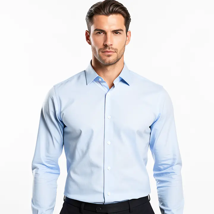 Regular Shirt With Rolled Up Sleeves - Color: Light Blue, Size: XS