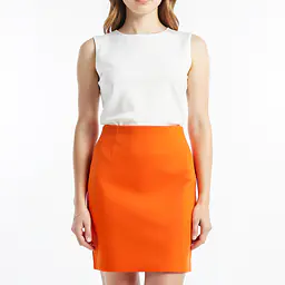 Fitted Skirt - Color: Orange, Size: XS