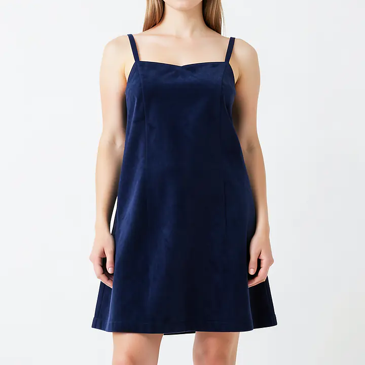 A Line Suede Skirt - Color: Dark Blue, Size: XS