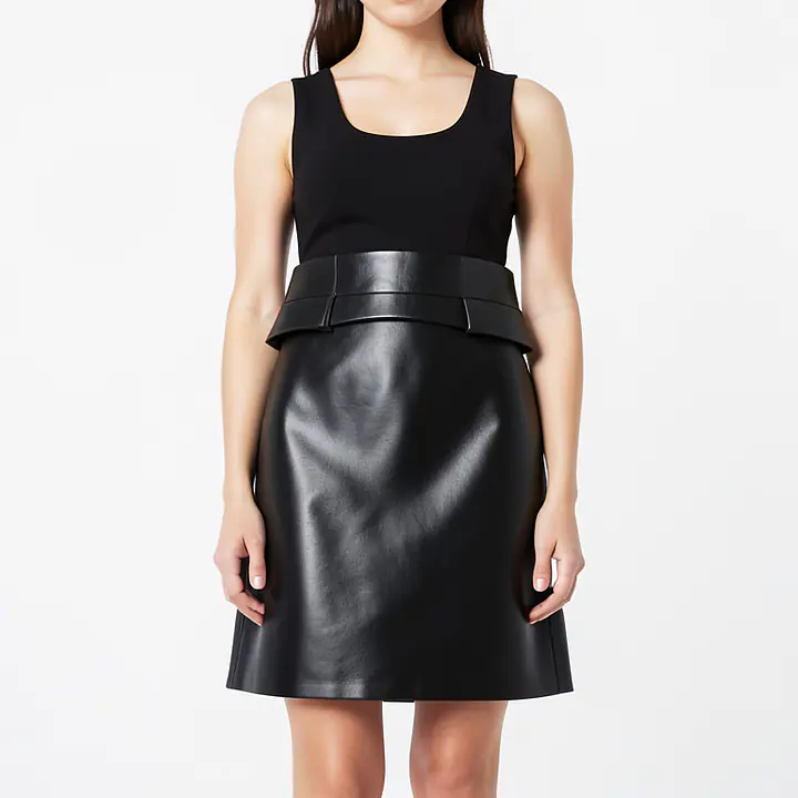 Leather Skirt With Lacing - Color: Black, Size: XS