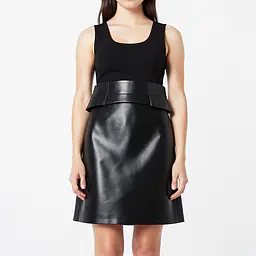 Leather Skirt With Lacing - Color: Black, Size: XS