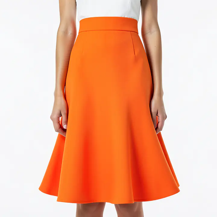 Flared Skirt - Color: Orange, Size: XS