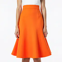 Flared Skirt - Color: Orange, Size: XS