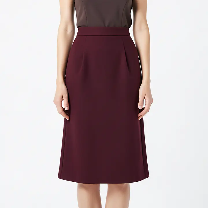 Flared Midi Skirt - Color: Burgundy, Size: XS