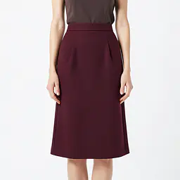 Flared Midi Skirt - Color: Burgundy, Size: XS