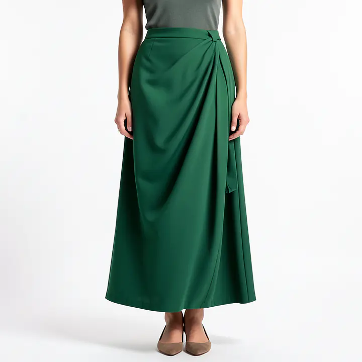 Midi Skirt With Bottoms - Color: Green, Size: XS
