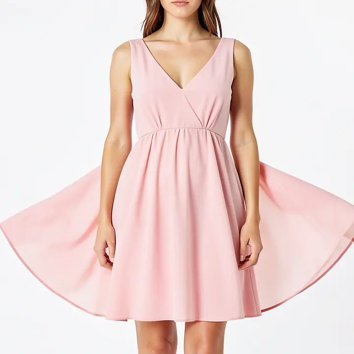 V Neck Floral Maxi Dress - Color: Pink, Size: XS