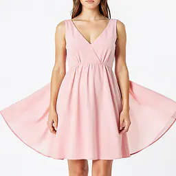 V Neck Floral Maxi Dress - Color: Pink, Size: XS