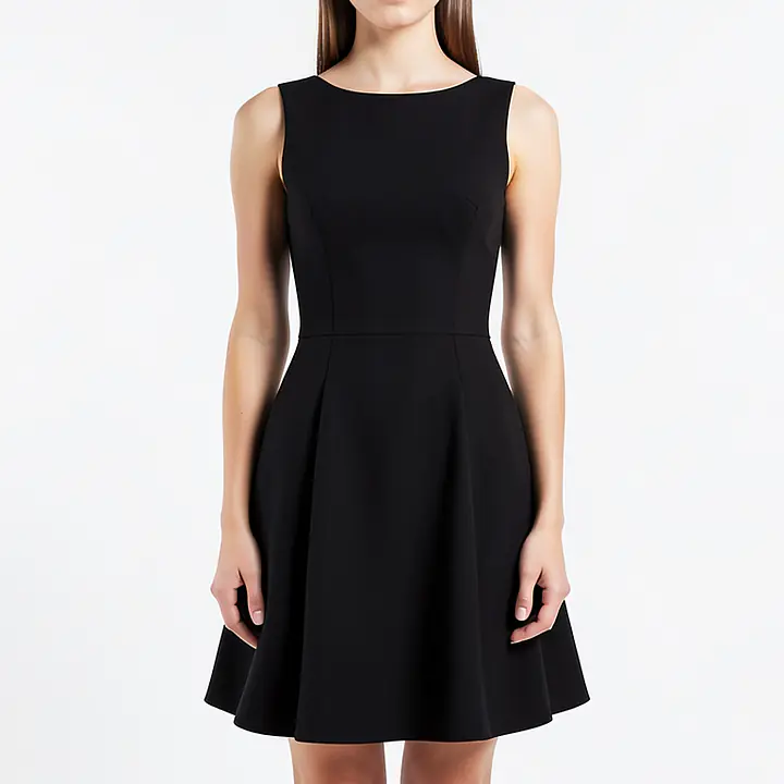 Elegant Flared Dress - Color: Black, Size: XS