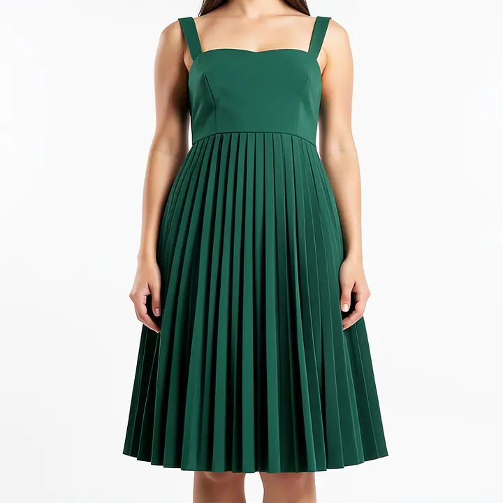 Pleated Skirt 2 - Color: Green, Size: XS