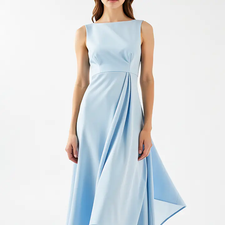 Printed Slit Sleeves Dress - Color: Light Blue, Size: XS