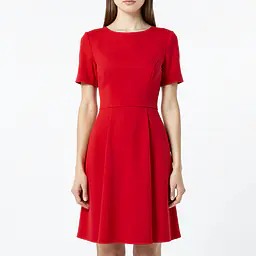 Dress With Belt - Color: Red, Size: XS