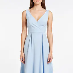 V Neck Floral Dress - Color: Light Blue, Size: XS