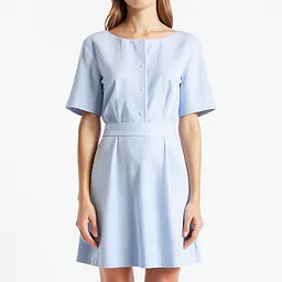 Striped Shirt Dress - Color: Light Blue, Size: XS