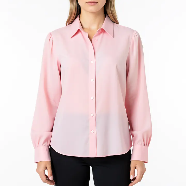 Blouse With Wide Flounced Sleeve - Color: Pink, Size: XS