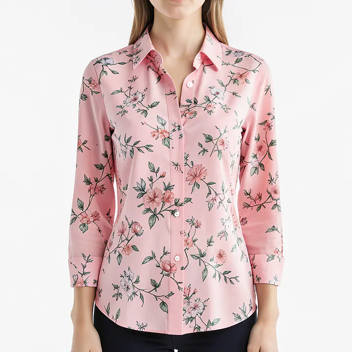 Floral Shirt - Color: Pink, Size: XS