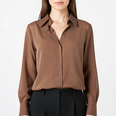 Semi Sheer Shirt With Floral Cuffs primary image