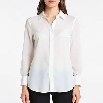 Semi Sheer Shirt With Floral Cuffs primary image
