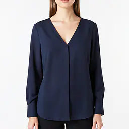 V Neck Wide Shirt - Color: Dark Blue, Size: XS