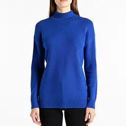 Asymmetric Sweater With Wide Sleeves - Color: Blue, Size: XS