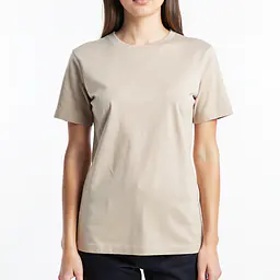 Pleated Sleeve T Shirt - Color: Beige, Size: XS