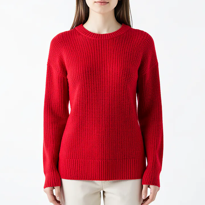 Cropped Fitted Sweater - Color: Red, Size: XS