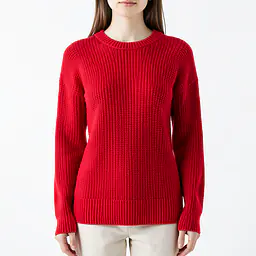 Cropped Fitted Sweater - Color: Red, Size: XS
