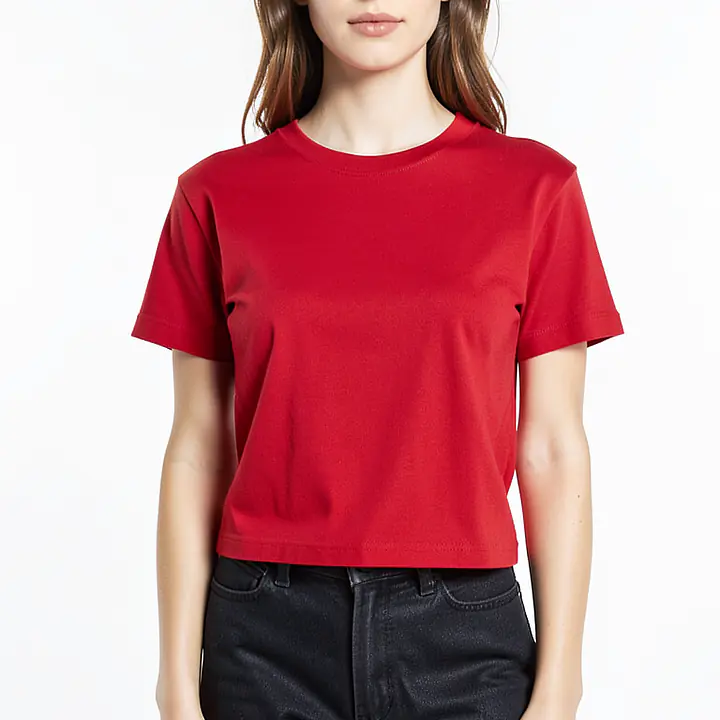 Crop Top With Tie - Color: Red, Size: XS