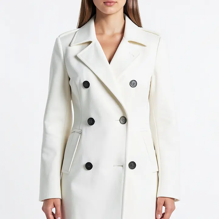 Double Breasted Jacket - Color: White, Size: XS