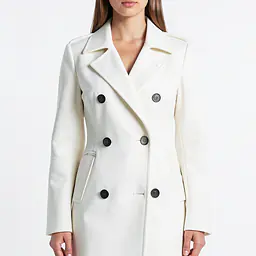 Double Breasted Jacket - Color: White, Size: XS