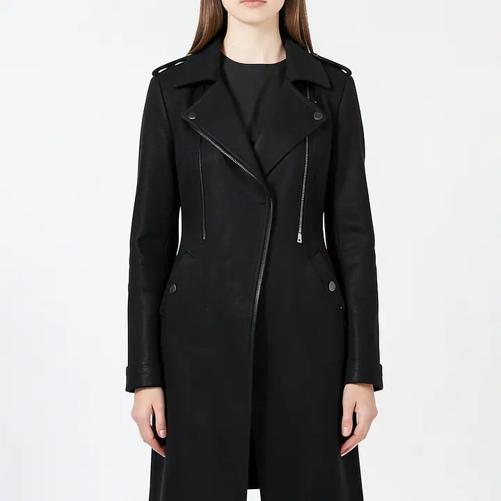 Leather Biker Jacket - Color: Black, Size: XS