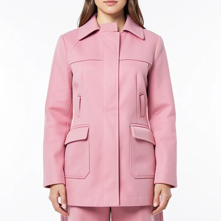Coat With Pockets - Color: Pink, Size: XS