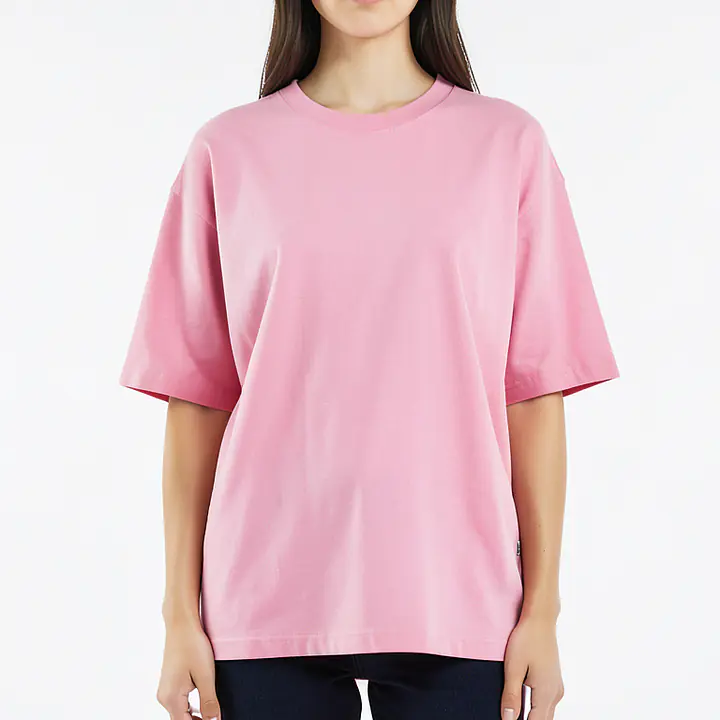 Oversize T Shirt Wrapped On Back - Color: Pink, Size: XS