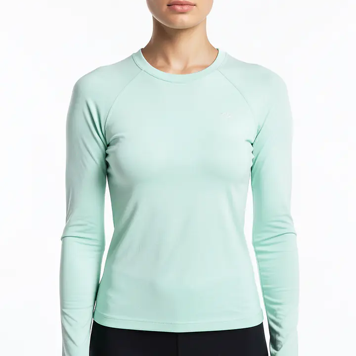 Long Sleeves Yoga Crop Top - Color: Mint, Size: XS