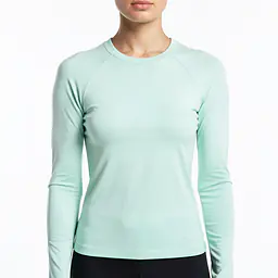 Long Sleeves Yoga Crop Top - Color: Mint, Size: XS
