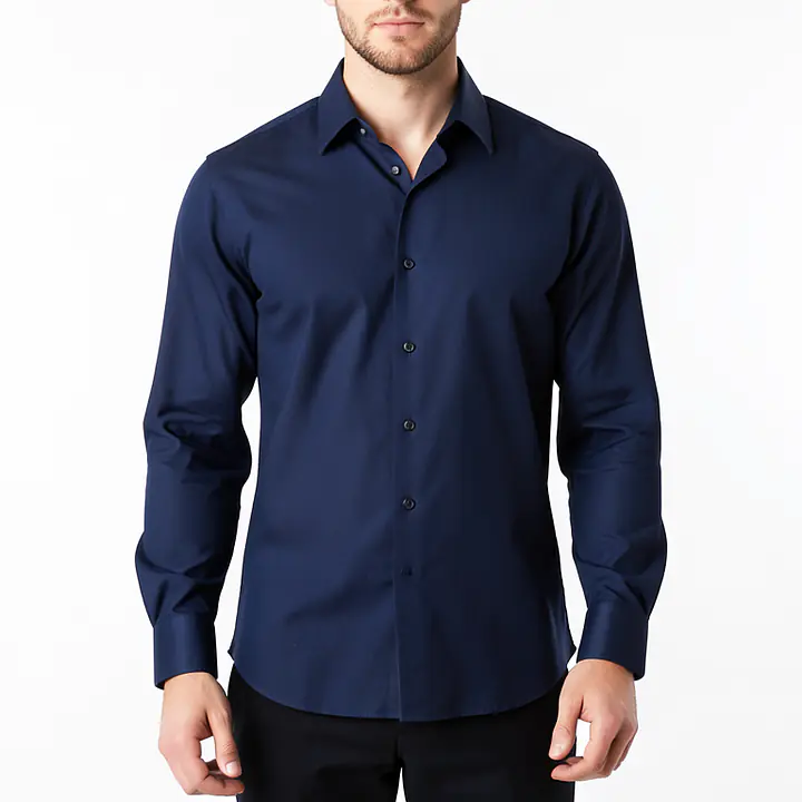 Covered Placket Shirt - Color: Dark Blue, Size: XS