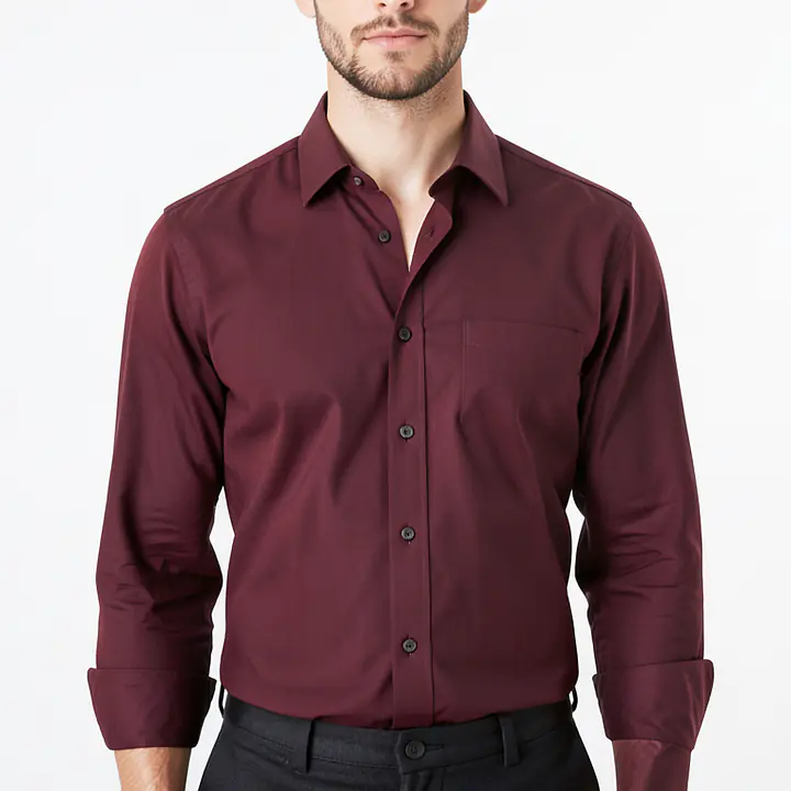 Short Sleeve Shirt - Color: Burgundy, Size: XS