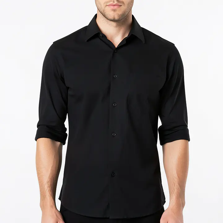 Checked Slim Fit Shirt - Color: Black, Size: XS